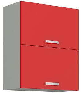 Horní výklopná skříňka ULLERIKE - šířka 60 cm, červená / šedá