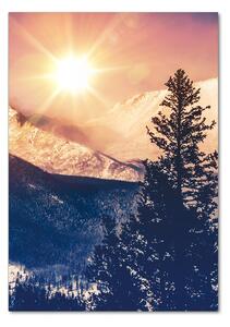 Vertikální Fotoobraz na skle Slunce nad horami osv-85133276
