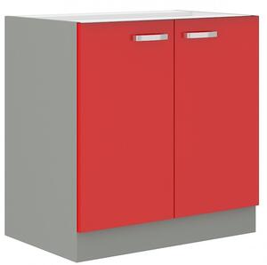 Dřezová skříňka ULLERIKE - šířka 80 cm, červená / šedá