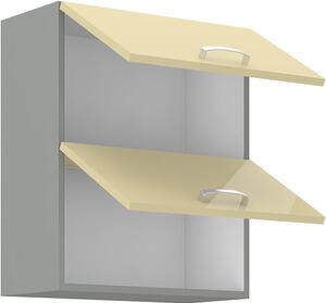 Horní výklopná skříňka ULLERIKE - šířka 60 cm, krémová / šedá