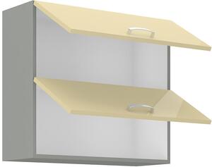Horní výklopná skříňka ULLERIKE - šířka 80 cm, krémová / šedá