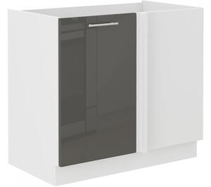 Prodloužená rohová skříňka LAJLA - šířka 105 cm, šedá / bílá