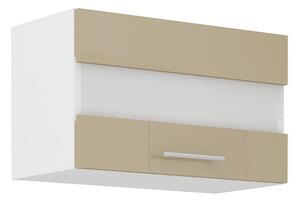 Horní kuchyňská skříňka s prosklením LAJLA - šířka 60 cm, cappucino / bílá