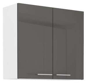 Horní kuchyňská skříňka LAJLA - šířka 80 cm, šedá / bílá