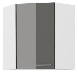 Horní rohová skříňka LAJLA - 60x60 cm, šedá / bílá