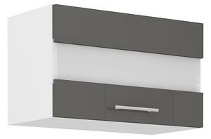 Horní kuchyňská skříňka s prosklením LAJLA - šířka 60 cm, šedá / bílá