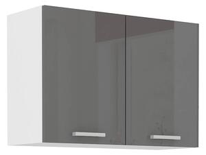 Horní kuchyňská skříňka SAEED - šířka 80 cm, šedá / bílá