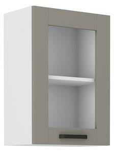 Horní prosklená skříňka LAILI - šířka 40 cm, světle šedá / bílá