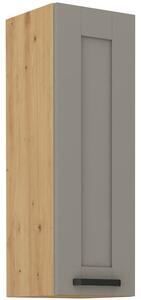 Vysoká horní skříňka LAILI - šířka 30 cm, světle šedá / dub artisan