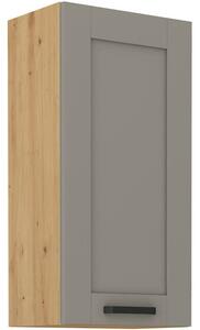 Vysoká horní skříňka LAILI - šířka 45 cm, světle šedá / dub artisan