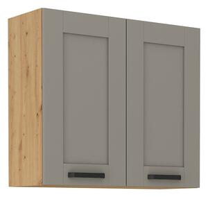 Horní kuchyňská skříňka LAILI - šířka 80 cm, světle šedá / dub artisan