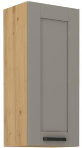 Vysoká horní skříňka LAILI - šířka 40 cm, světle šedá / dub artisan
