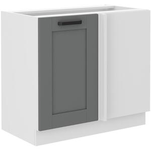Prodloužená rohová skříňka LAILI - šířka 105 cm, šedá / bílá