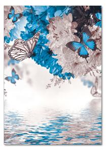 Vertikální Fotoobraz na skle Květiny a motýli osv-85449267