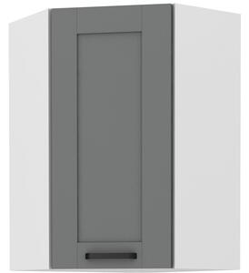 Vysoká rohová skříňka LAILI - 60x60 cm, šedá / bílá