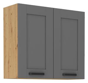 Horní kuchyňská skříňka LAILI - šířka 80 cm, šedá / dub artisan