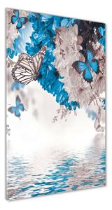 Vertikální Fotoobraz na skle Květiny a motýli osv-85449267