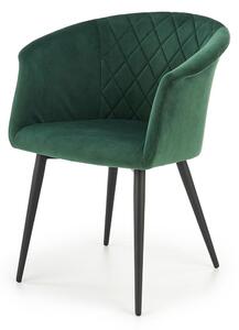 Židle K421 černý kov / látka tmavě zelená Halmar