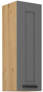 Vysoká horní skříňka LAILI - šířka 30 cm, šedá / dub artisan
