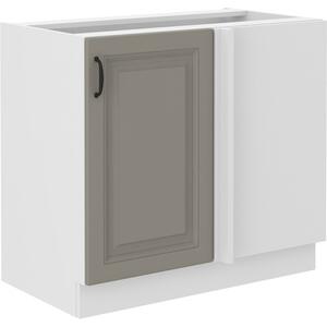 Prodloužená rohová skříňka SOPHIA - šířka 105 cm, světle šedá / bílá