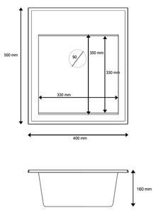 Sink Quality Ferrum New 4050, 1-komorový granitový dřez 400x500x185 mm + černý sifon, šedá, SKQ-FER.4050.G.XB