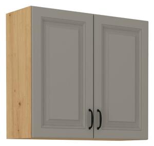 Horní kuchyňská skříňka SOPHIA - šířka 80 cm, světle šedá / dub artisan