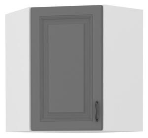 Horní rohová skříňka SOPHIA - 60x60 cm, šedá / bílá