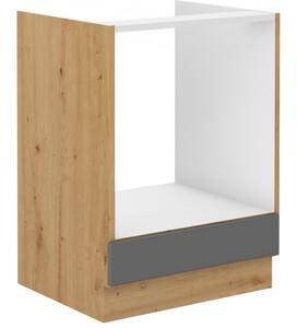 Sporáková skříňka SOPHIA - šířka 60 cm, šedá / dub artisan