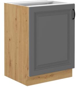 Dolní jednodveřová skříňka SOPHIA - šířka 60 cm, šedá / dub artisan