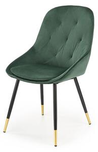 Židle K437 černý, zlatý kov / tkanina tmavozelený Halmar