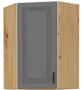 Vysoká rohová skříňka SOPHIA - 60x60 cm, šedá / dub artisan