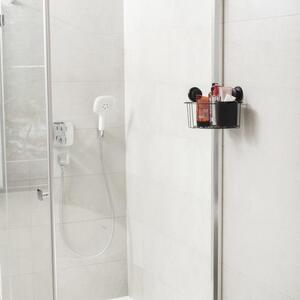 Erga Gavi, rohový koupelnový koš na kosmetiku 21x21x12 cm na přísavky, černá matná, ERG-YKA-CH.GAVI-PP-KN-BLK