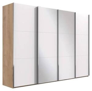 ŠATNÍ SKŘÍŇ SE ZRCADLEM, bílá, barvy dubu, 350/216/65 cm MID.YOU - Šatní skříně, Online Only