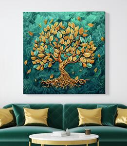 Obraz na plátně - Strom života Zlatá hojnost FeelHappy.cz Velikost obrazu: 40 x 40 cm