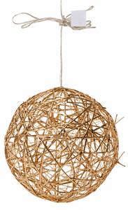 LED vánoční koule s časovačem, kovová, 20 cm, zlatá