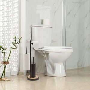 Erga Sisu, držák na toaletní papír se zásobníkem a WC kartáčem 3v1, černá matná-hnědá, ERG-YKA-P.SISU-BLK-B