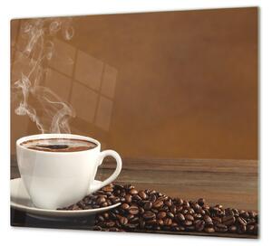 Ochranná deska bílý hrnek a zrna kávy - 50x70cm / S lepením na zeď