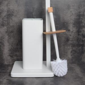 Erga Saki, držák na toaletní papír a toaletní kartáč 20x20x64 cm, bílý matně-hnědý, ERG-YKA-PD.SAKI-WHT
