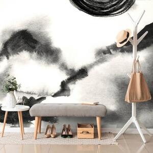 Samolepící tapeta černobílá japonská malba - 300x200 cm