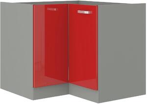 - Dolní rohová skříňka ULLERIKE - 89x89 cm, červená / šedá