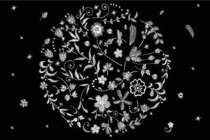 Tapeta květiny v kruhu - 300x200 cm