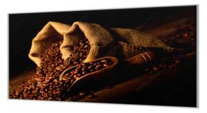 Ochranná deska zrna kávy v jutovém pytli - 52x60cm / S lepením na zeď