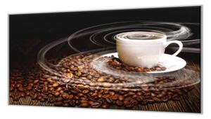 Ochranná deska káva a bílý šálek - 52x60cm / Bez lepení na zeď