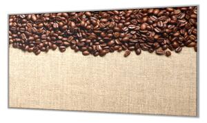 Ochranná deska režná tkanina a zrna kávy - 50x70cm / S lepením na zeď