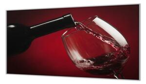 Ochranná deska láhev a sklenice červené víno - 52x60cm / S lepením na zeď