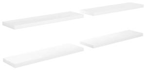 Plovoucí nástěnné police 4 ks lesklé bílé 90x23,5x3,8 cm MDF