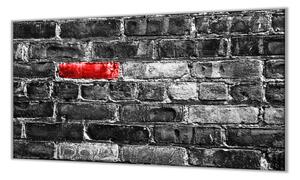 Ochranná deska šedá cihlová zeď, červený detail - 40x60cm / Bez lepení na zeď
