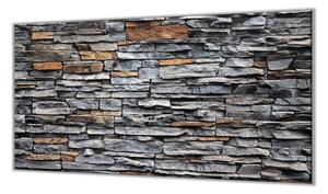 Ochranná deska šedo hnědá zeď kámen - 52x60cm / S lepením na zeď