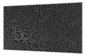 Ochranná deska drobné kapky vody na černém - 52x60cm / S lepením na zeď