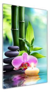 Vertikální Fotoobraz na skle Orchidej a bambus osv-87258521
